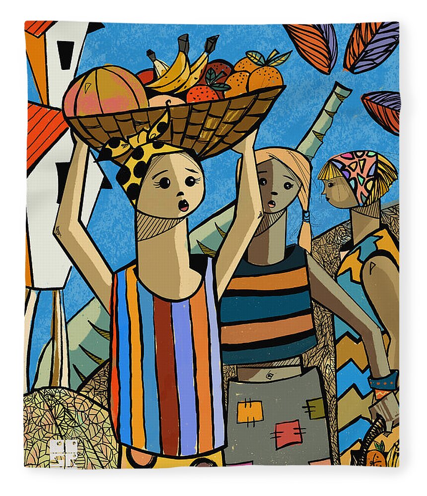 Flea Market Fleece Blanket featuring the painting Frutas del Mercado by Oscar Ortiz