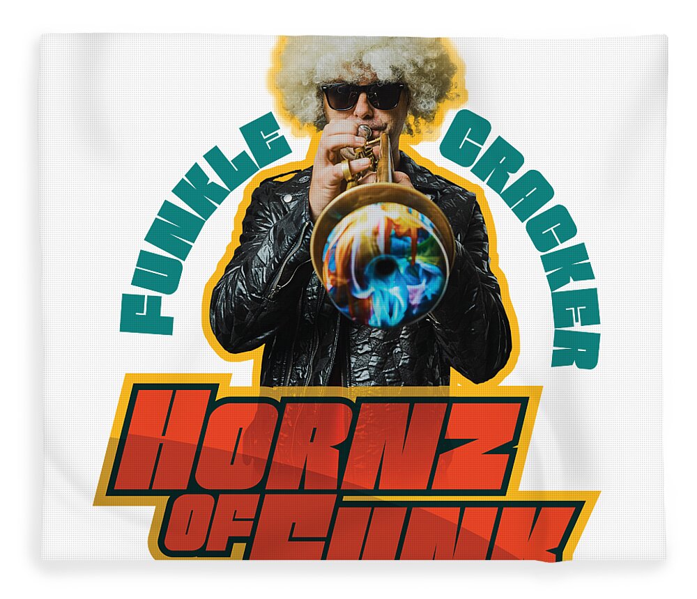  Fleece Blanket featuring the digital art Funkle Cracker Hornz Of Funk by Tony Camm