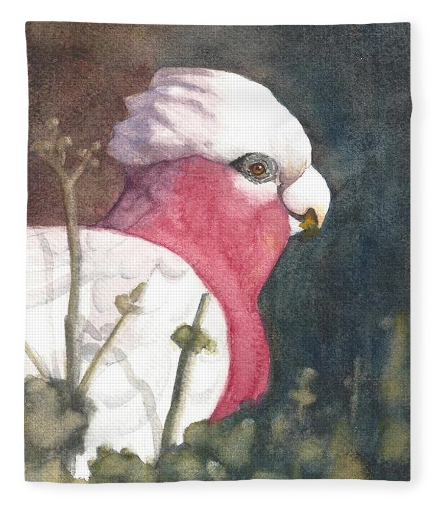Bird Fleece Blanket featuring the painting Gilaa, Wiradjuri - Galah by Vicki B Littell