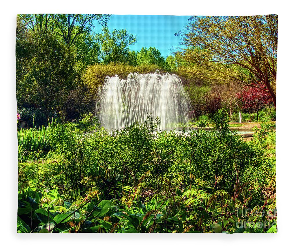 Garden Fleece Blanket featuring the photograph Garden Fountain by Amy Dundon