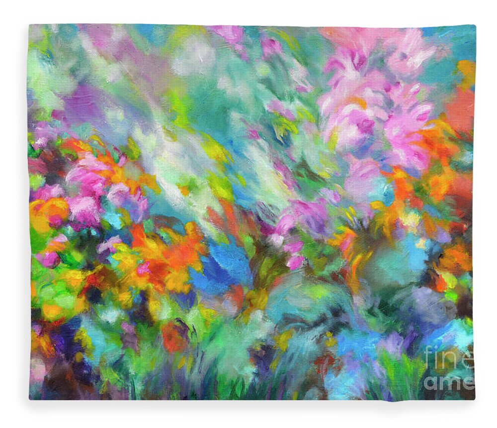 Garden Fleece Blanket featuring the painting Garden Rapture by Sally Trace