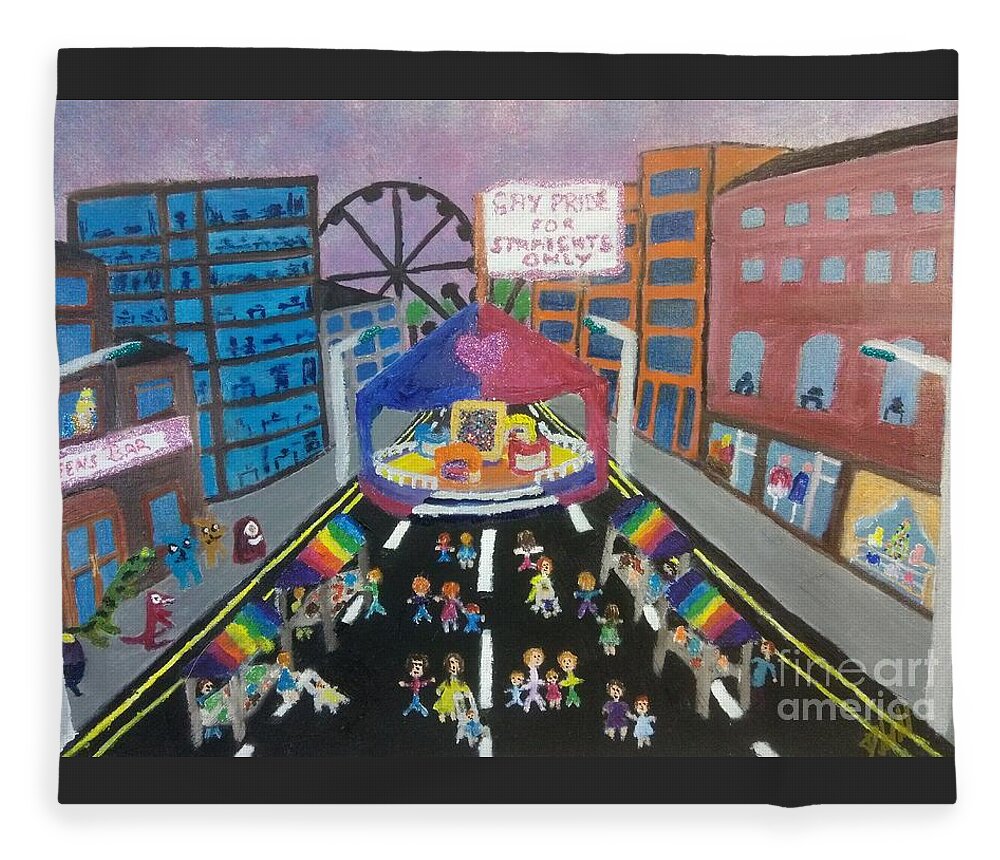 Lgbtq Fleece Blanket featuring the painting Gay Pride for straights only by David Westwood