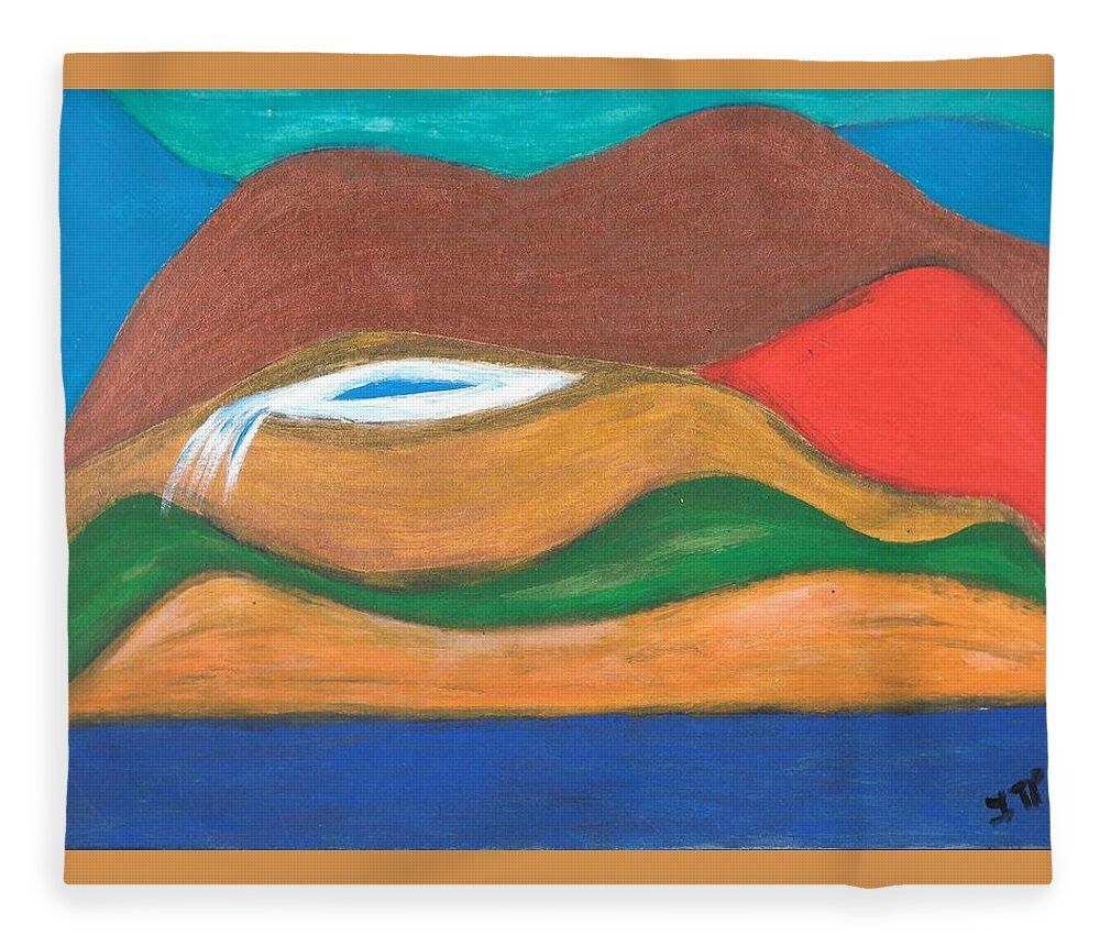 Genie Fleece Blanket featuring the painting Genie Land by Esoteric Gardens KN