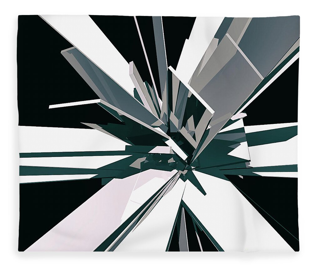 Monotone Fleece Blanket featuring the digital art Geometric Cluster by Phil Perkins