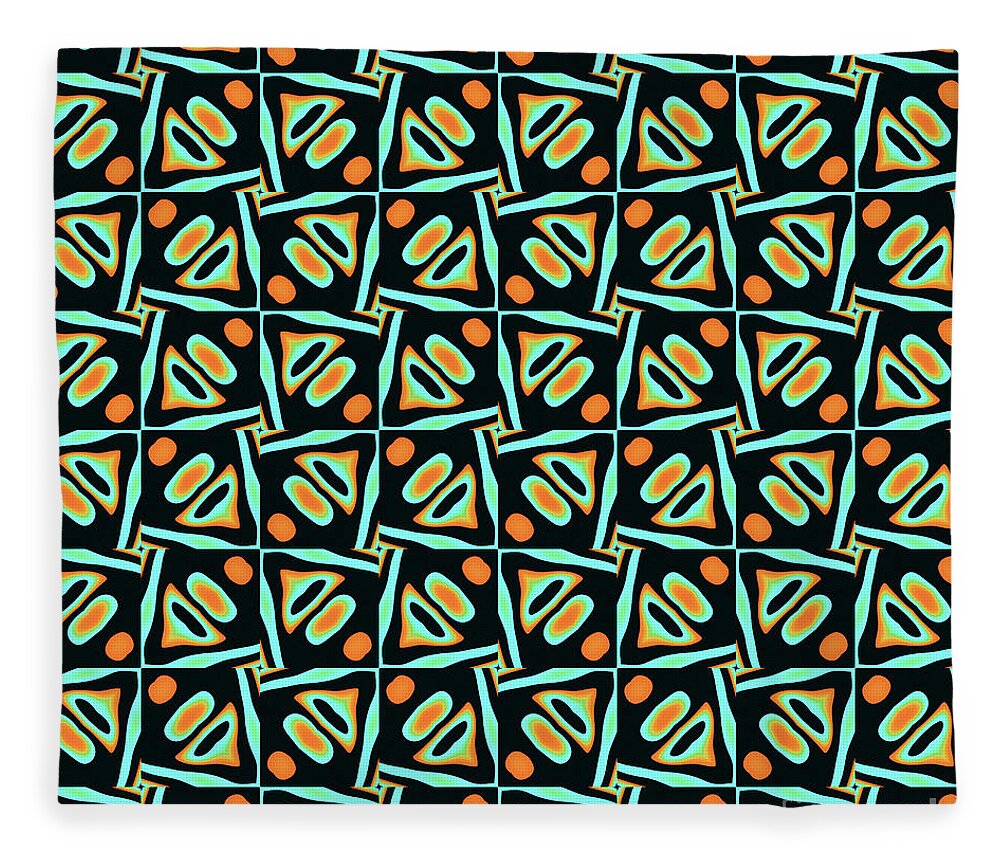 Patterns Fleece Blanket featuring the digital art Geometric Designer Pattern 2703a - Orange Green Grey by Philip Preston