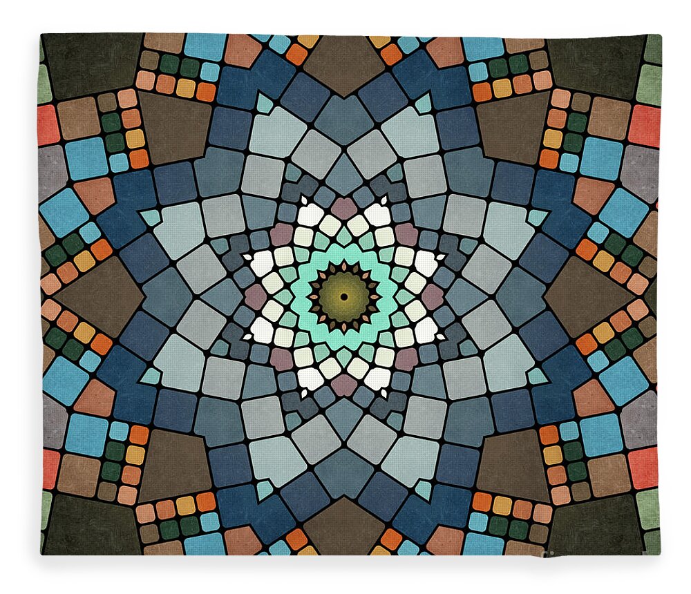 Earth Tones Fleece Blanket featuring the digital art Geometric Kaleidoscope by Phil Perkins