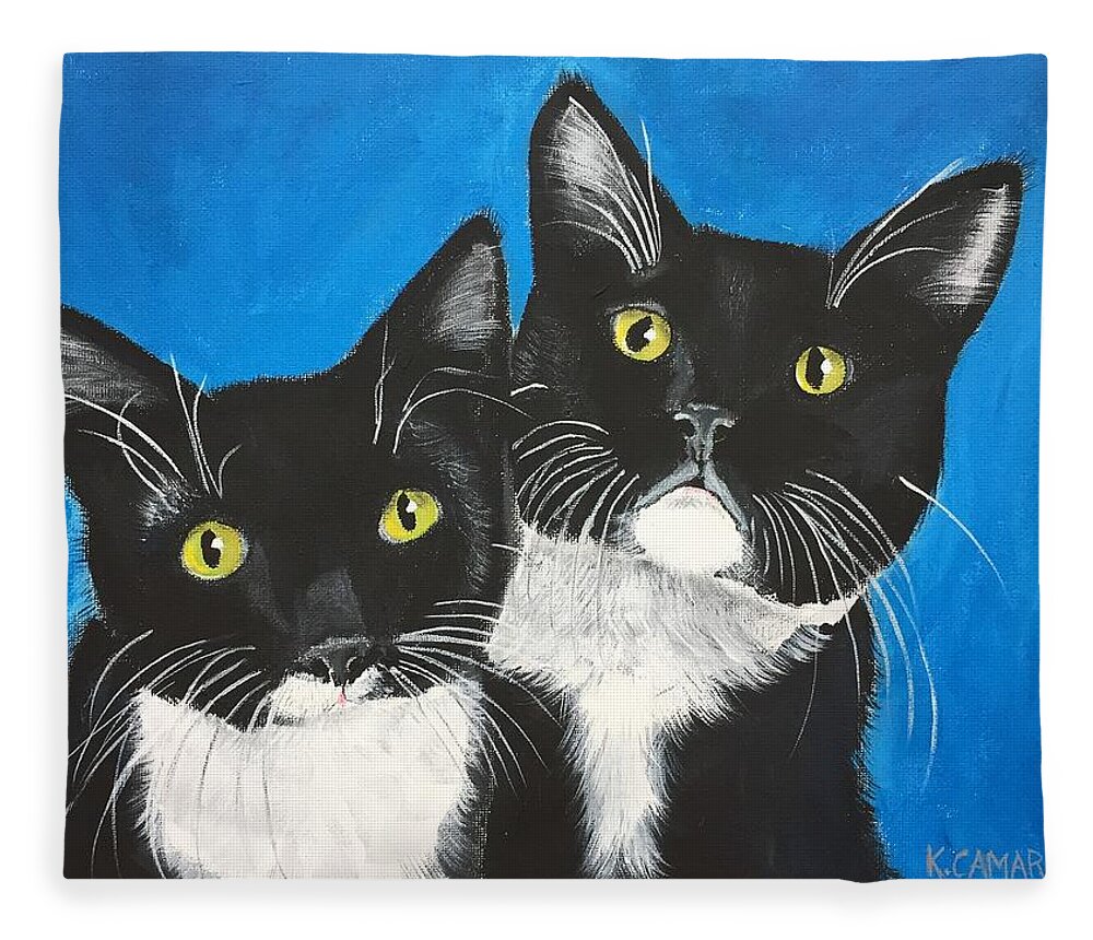 Pets Fleece Blanket featuring the painting George and Grayson by Kathie Camara