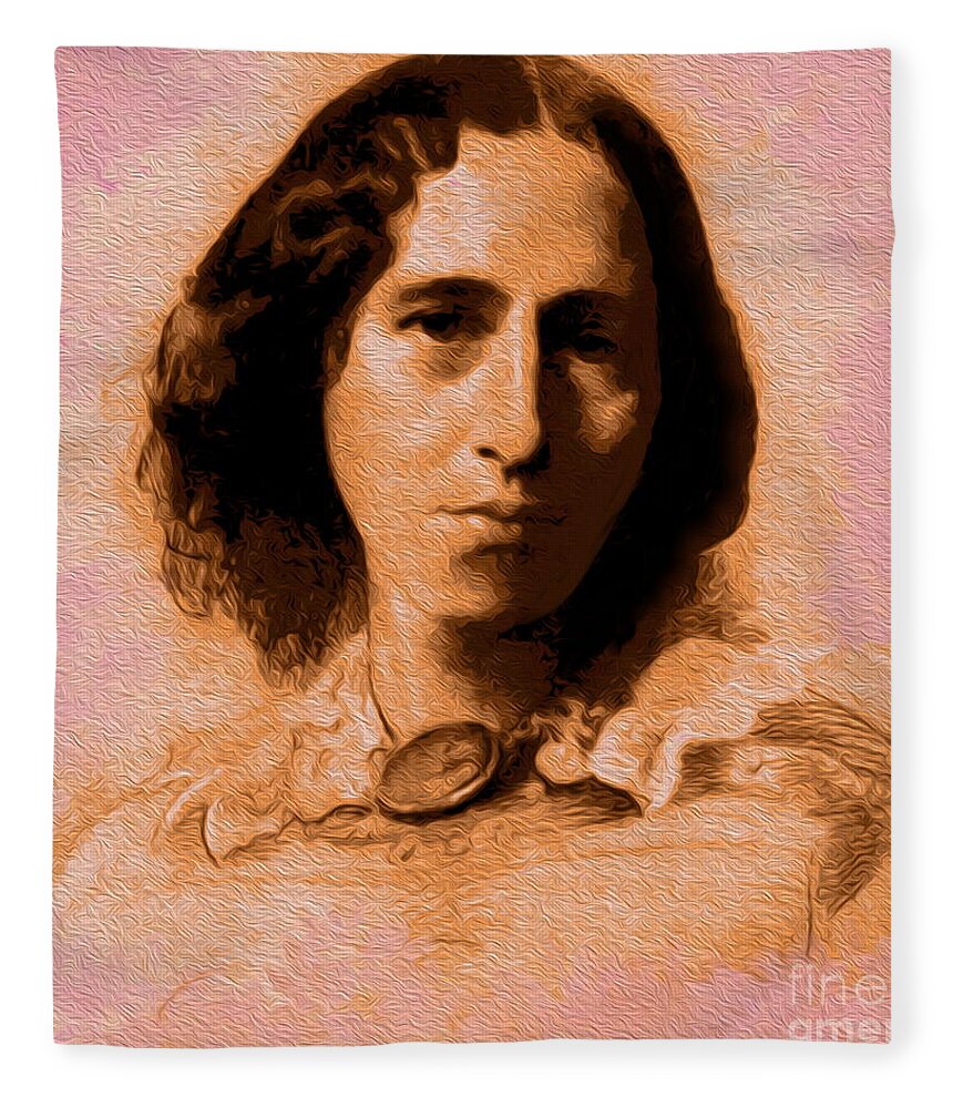 George Eliot Fleece Blanket featuring the painting George Eliot by Alexandra Arts