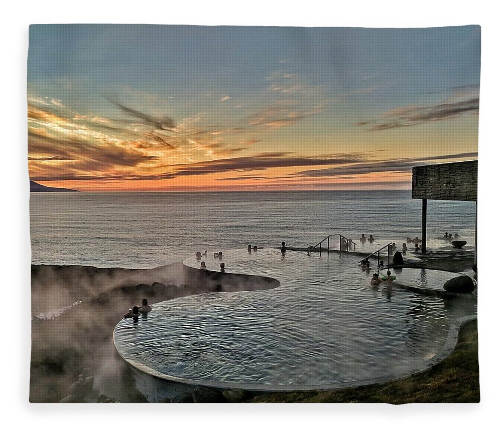 Sunset Fleece Blanket featuring the photograph GeoSea Iceland by Yvonne Jasinski