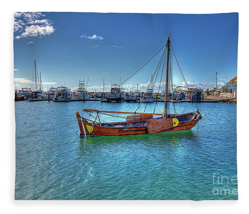 Marina Fleece Blanket featuring the photograph Geraldton Marina, Western Australia 2 by Elaine Teague