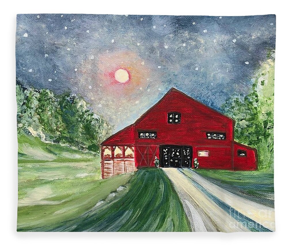 Gibbet Fleece Blanket featuring the painting Gibbet Hill Barn by Jacqui Hawk
