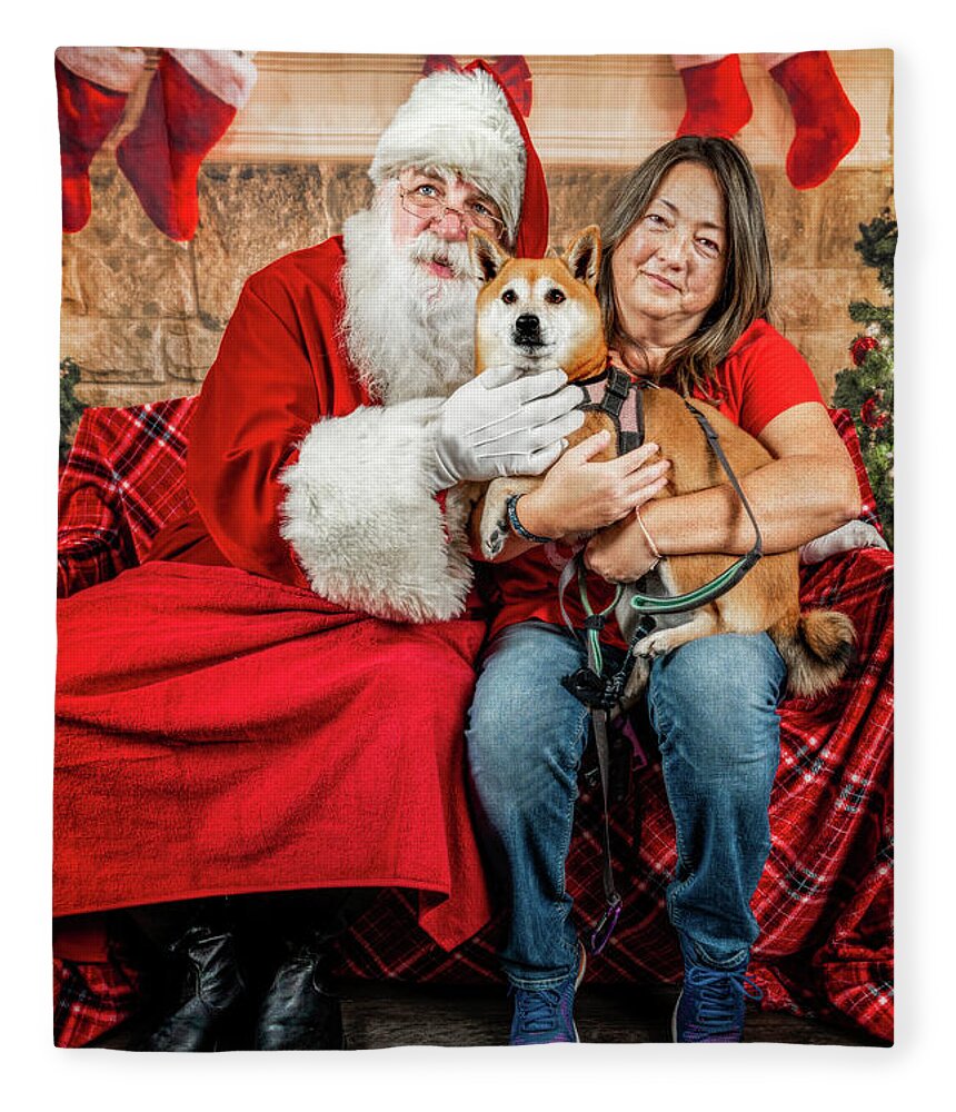 Gigi Fleece Blanket featuring the photograph Gigi with Santa by Christopher Holmes