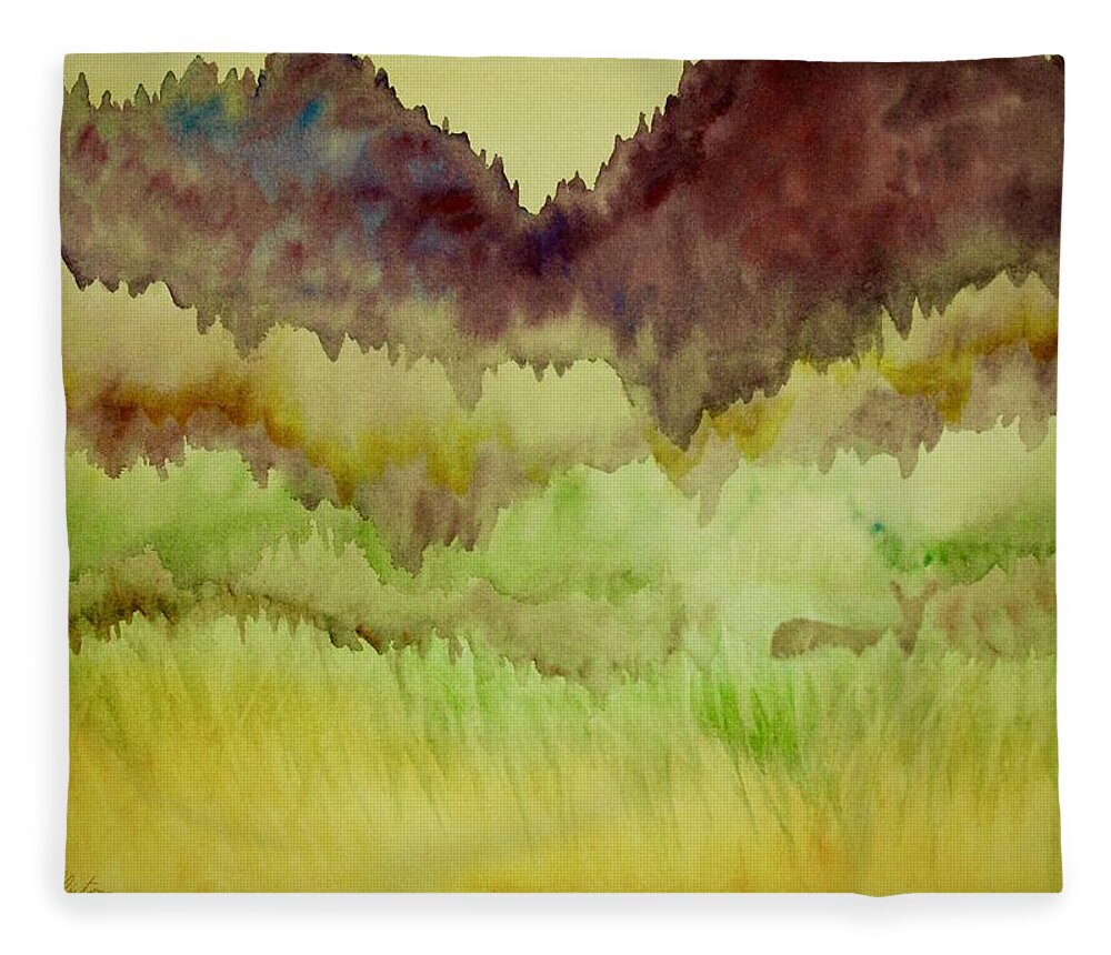 Kim Mcclinton Fleece Blanket featuring the painting Gilded Morning by Kim McClinton