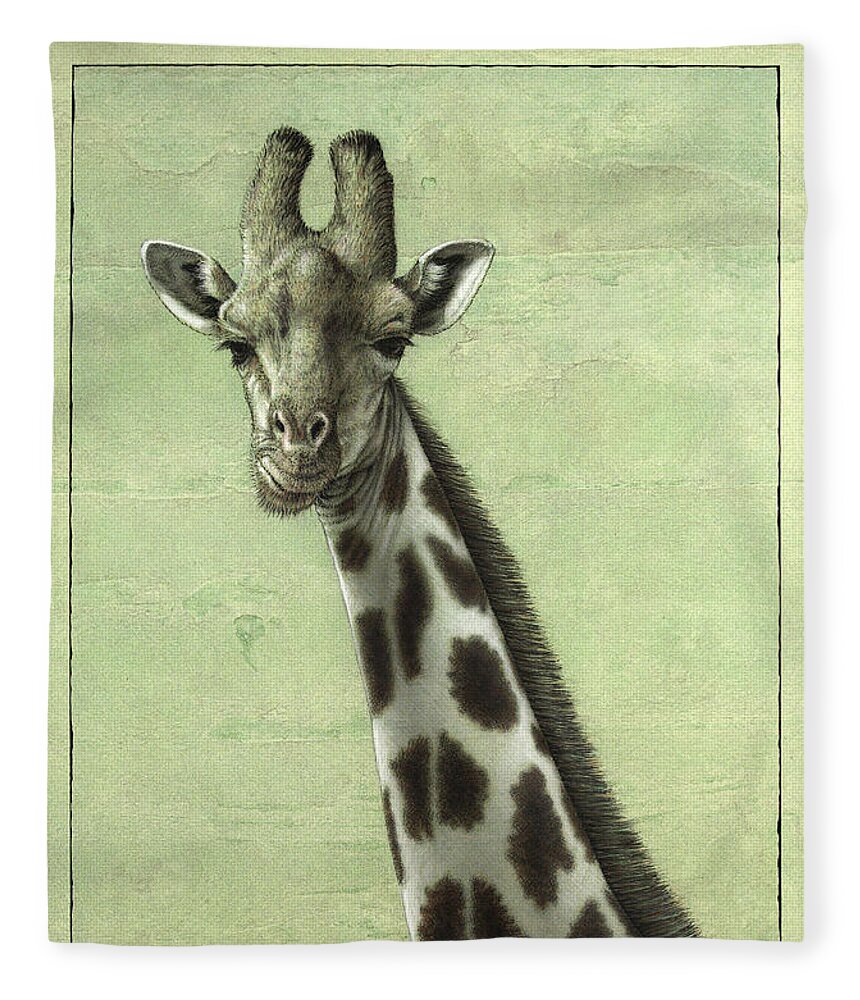 Giraffe Fleece Blanket featuring the painting Giraffe by James W Johnson