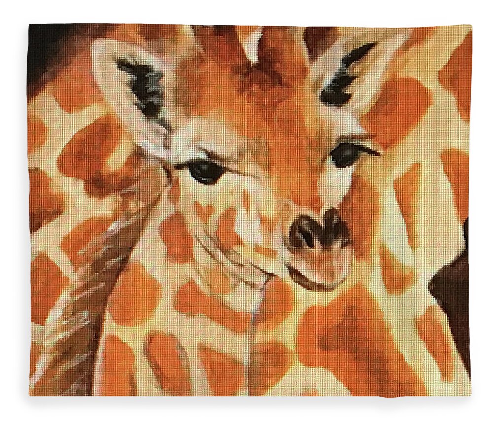 Art Fleece Blanket featuring the painting Giraffe by Tammy Pool