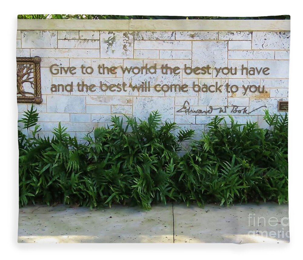 Bok Tower Fleece Blanket featuring the photograph Give the world the best you have... by World Reflections By Sharon