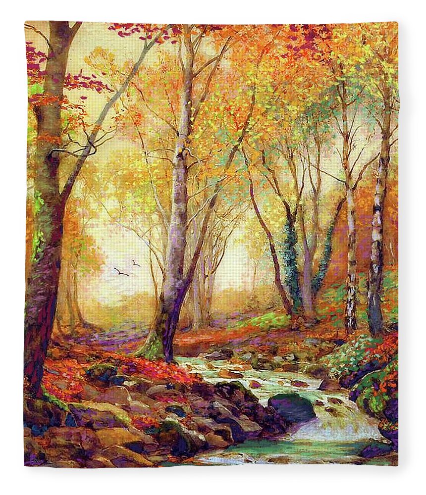 Landscape Fleece Blanket featuring the painting Water of Life by Jane Small