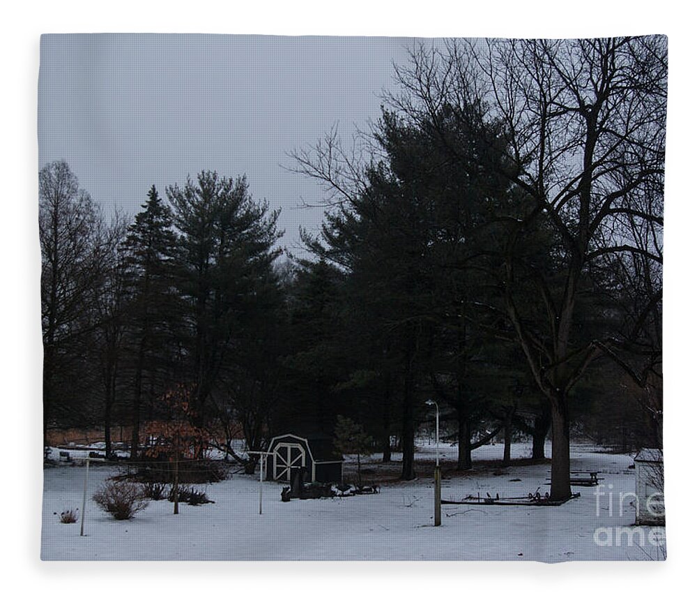Landscape Photography Fleece Blanket featuring the photograph Gloomy Morning by Frank J Casella