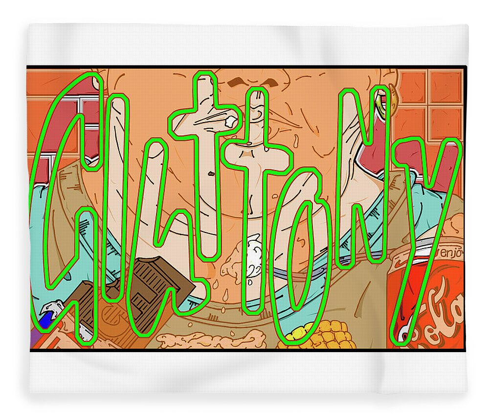 Gluttony Fleece Blanket featuring the digital art Gluttony from the Seven Deadly Sins Series by Christopher W Weeks