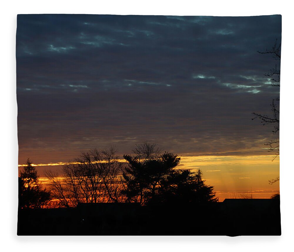 Morning Fleece Blanket featuring the photograph Gold and Purple Sunrise February 17 2021 by Miriam A Kilmer