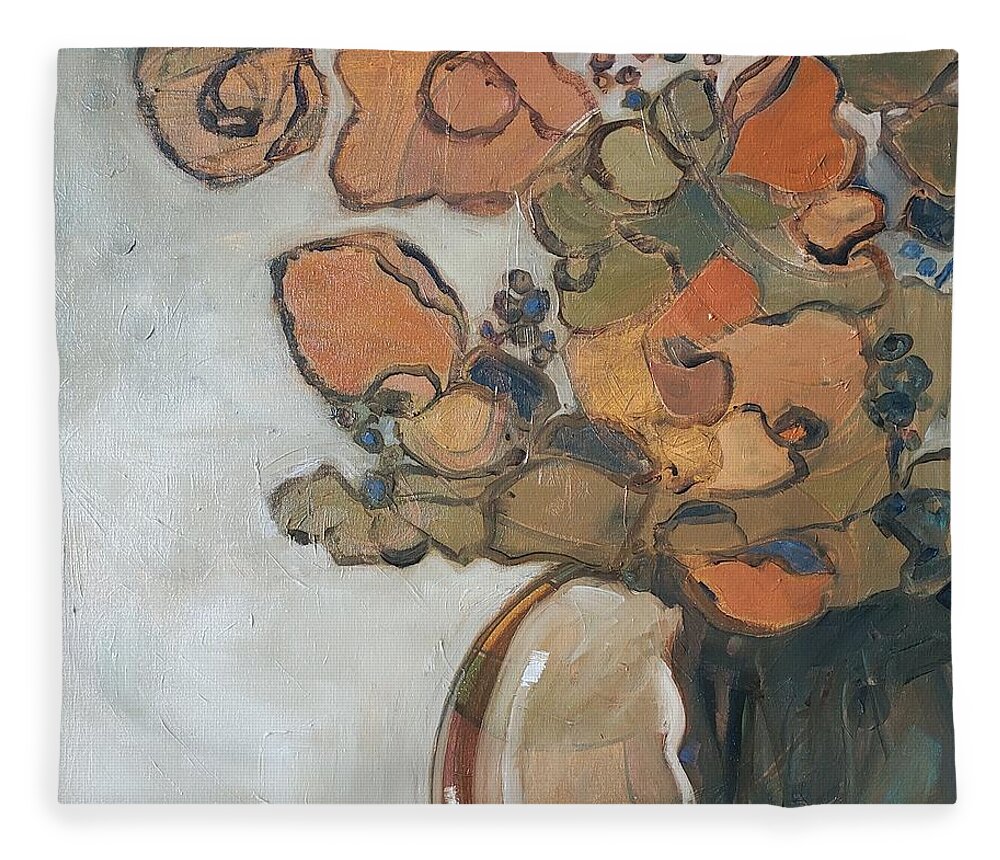 Still Life Fleece Blanket featuring the painting Gold Bouquet by Sheila Romard