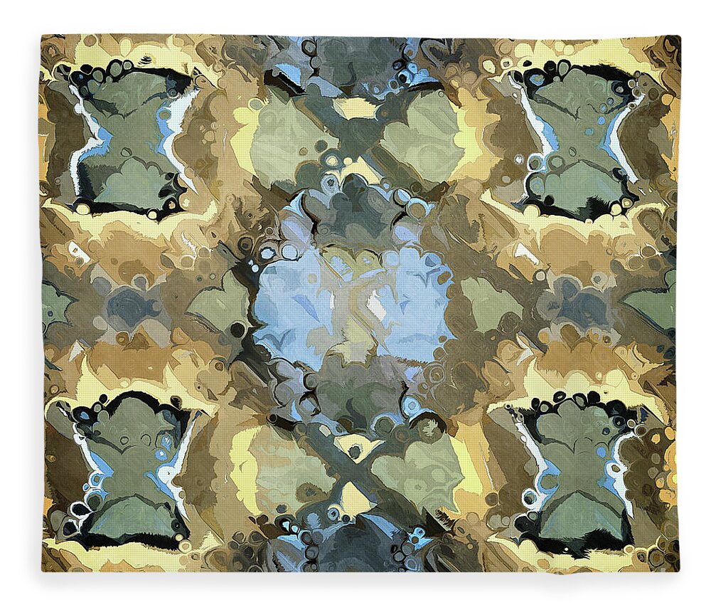Gold Fleece Blanket featuring the digital art Golden Abstract Pattern by Phil Perkins