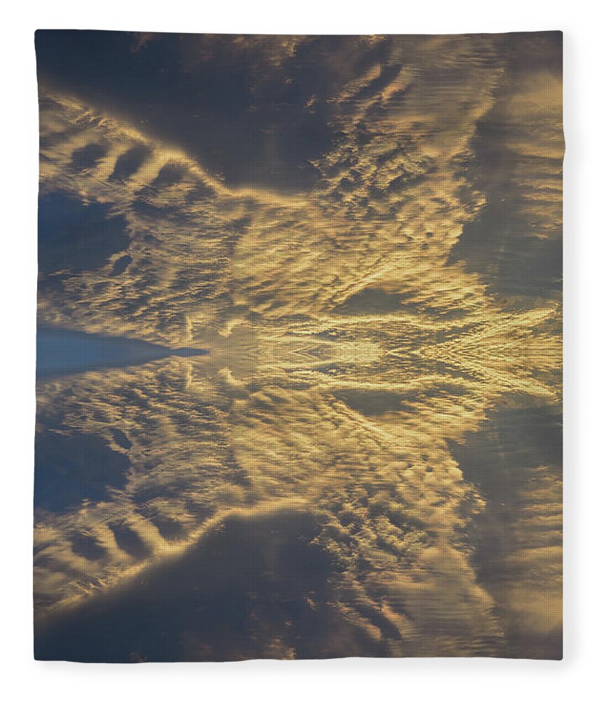 Clouds Fleece Blanket featuring the digital art Golden clouds in the sunset sky 3 by Adriana Mueller