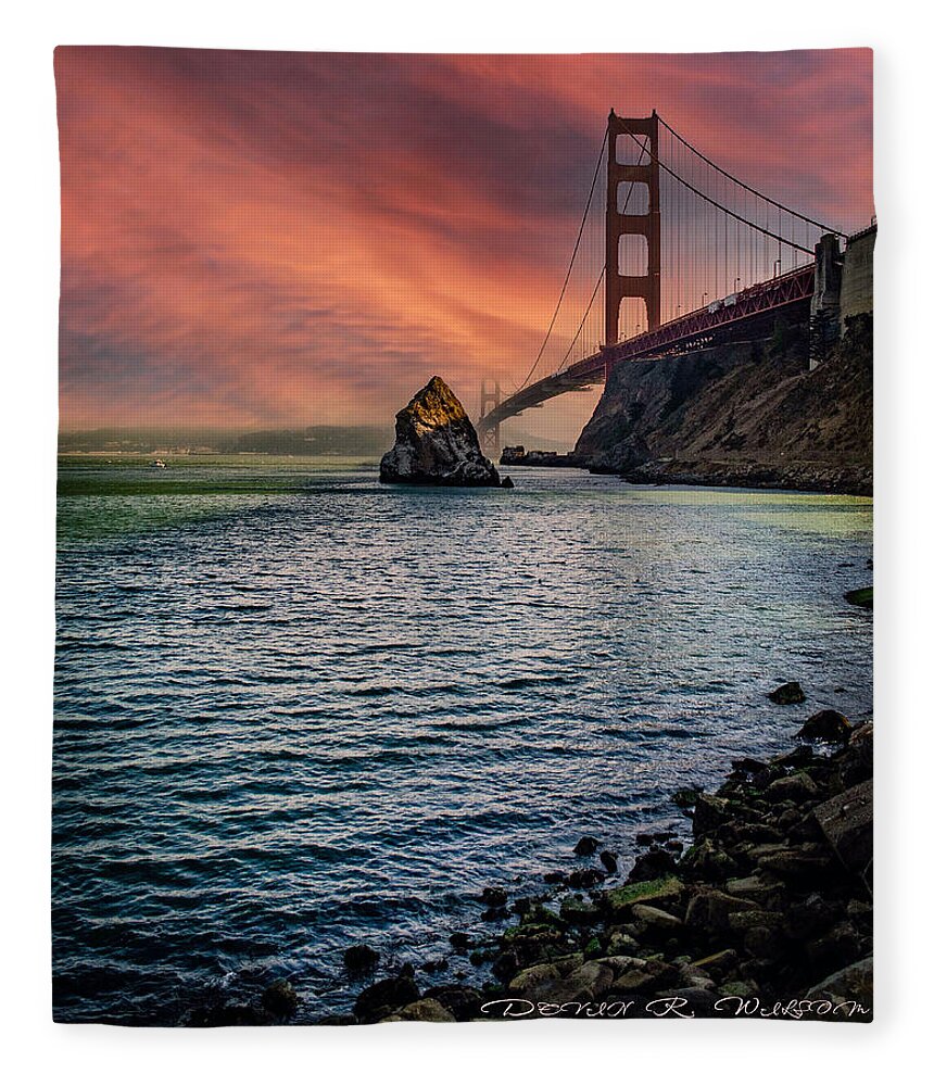 Landscape Fleece Blanket featuring the photograph Golden Gate Sunset by Devin Wilson