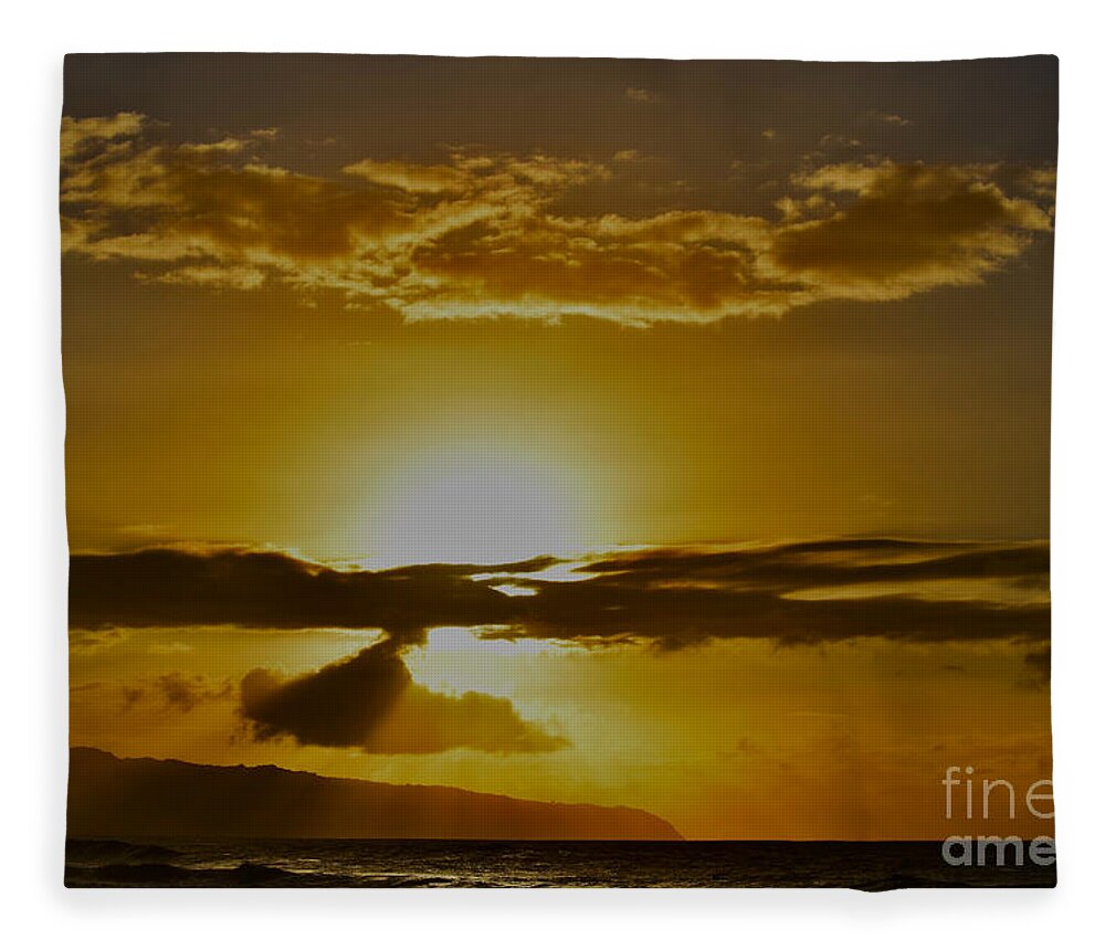 Hawaii Fleece Blanket featuring the photograph Golden Hawaiian Light by Debra Banks
