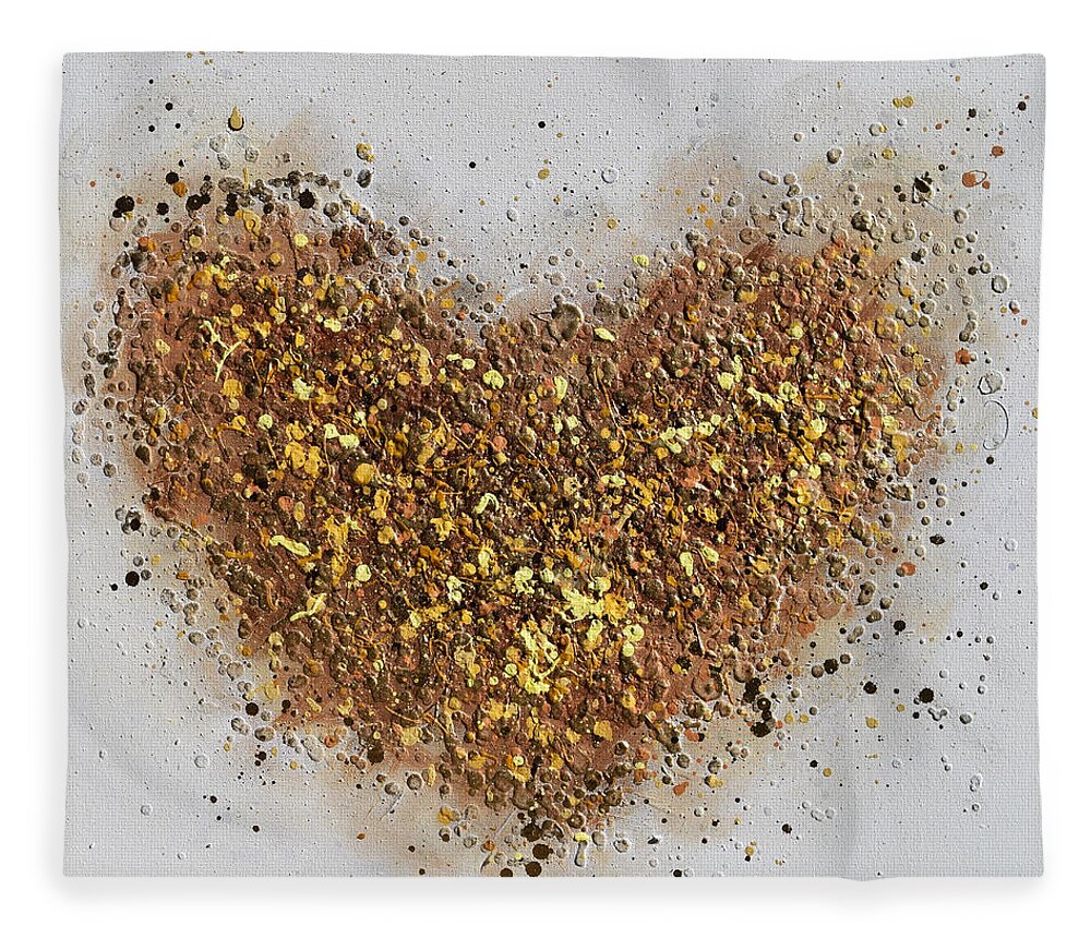 Heart Fleece Blanket featuring the painting Golden Heart by Amanda Dagg