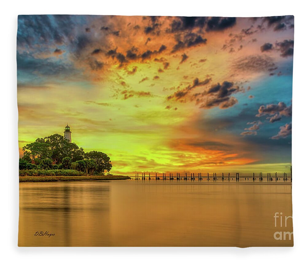 Lighthouses Fleece Blanket featuring the photograph Golden Hour at the St. Marks Lighthouse by DB Hayes