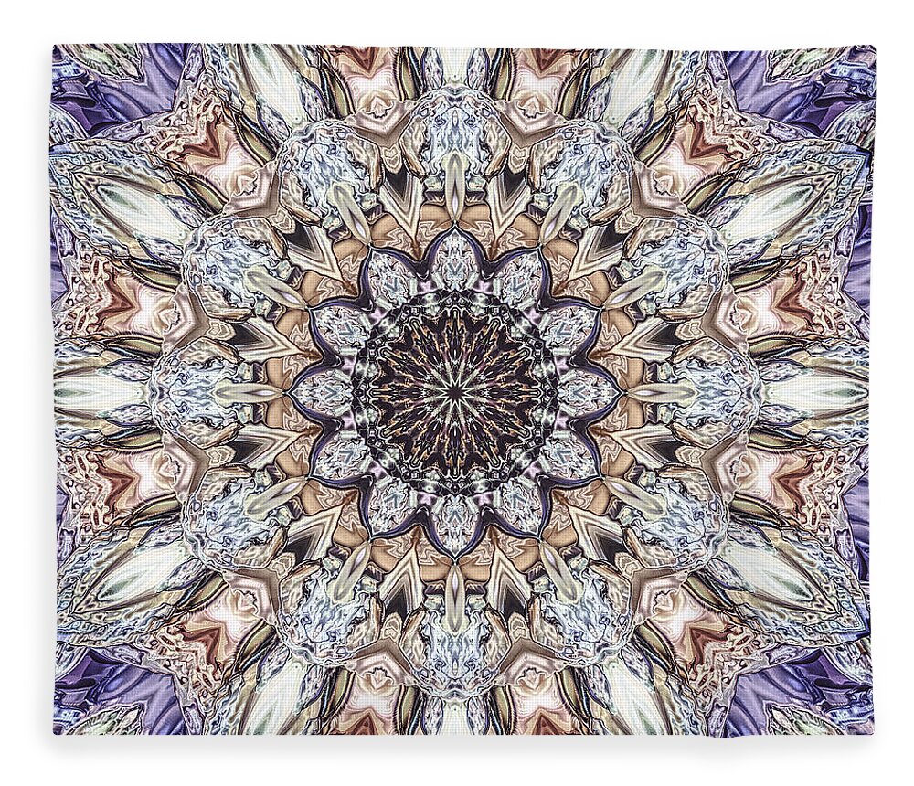 Mandala Fleece Blanket featuring the digital art Golden Layers Abstract by Phil Perkins