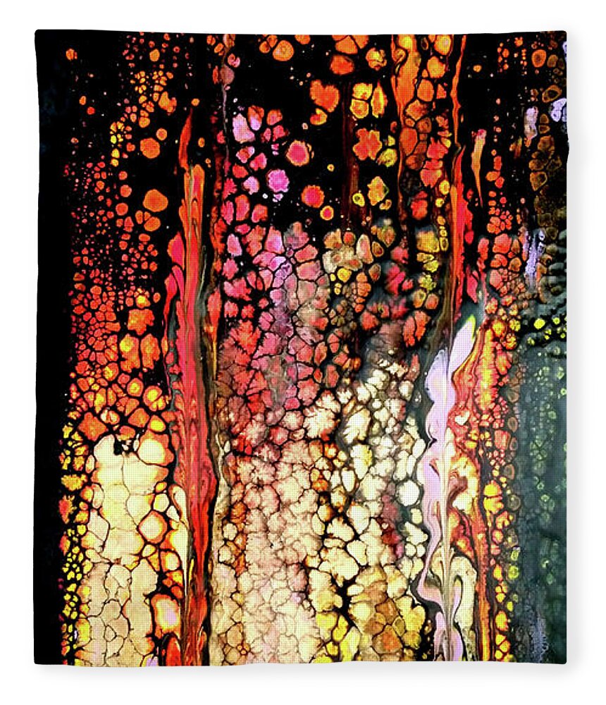 Gold Fleece Blanket featuring the painting Golden Raindrops by Anna Adams