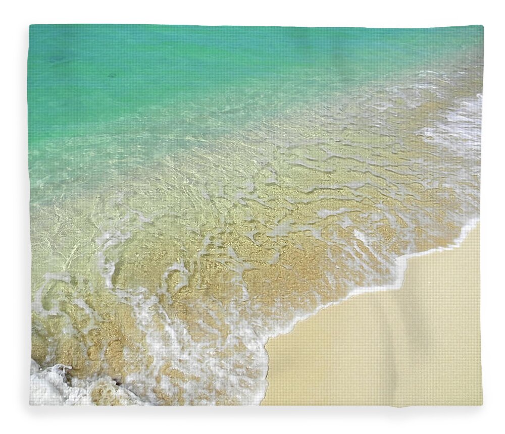 Jamaica Fleece Blanket featuring the photograph Golden Sand Beach by Debbie Oppermann