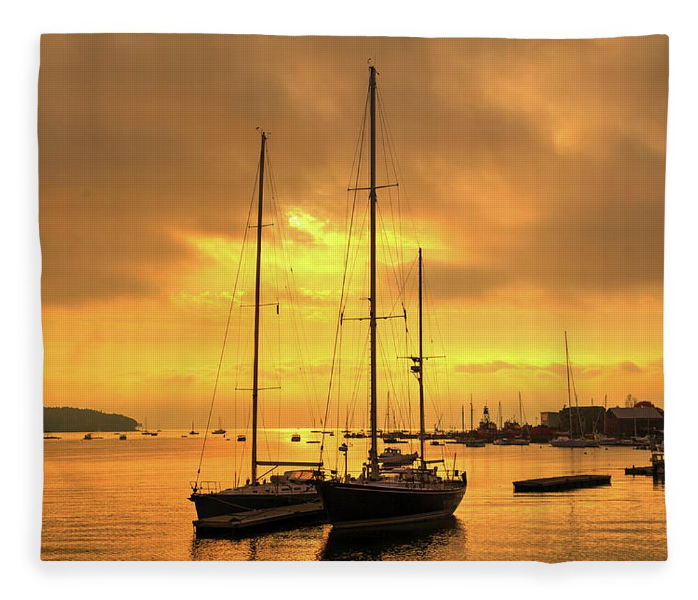 Fine Art Fleece Blanket featuring the photograph Golden Stillness by Robert Harris