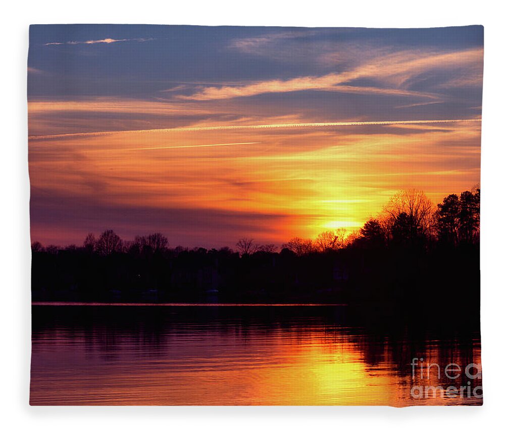 Lake Fleece Blanket featuring the photograph Golden Sun by Amy Dundon