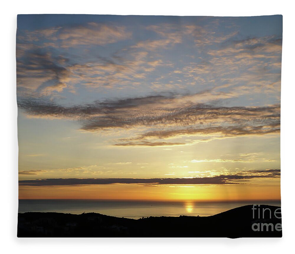 Clouds Fleece Blanket featuring the photograph Golden sunlight on the coast by Adriana Mueller