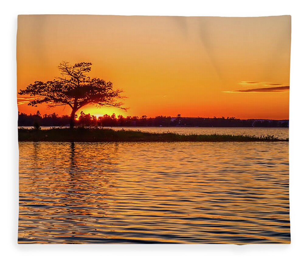 Golden Sunset Fleece Blanket featuring the photograph Golden Sunset by Joe Holley