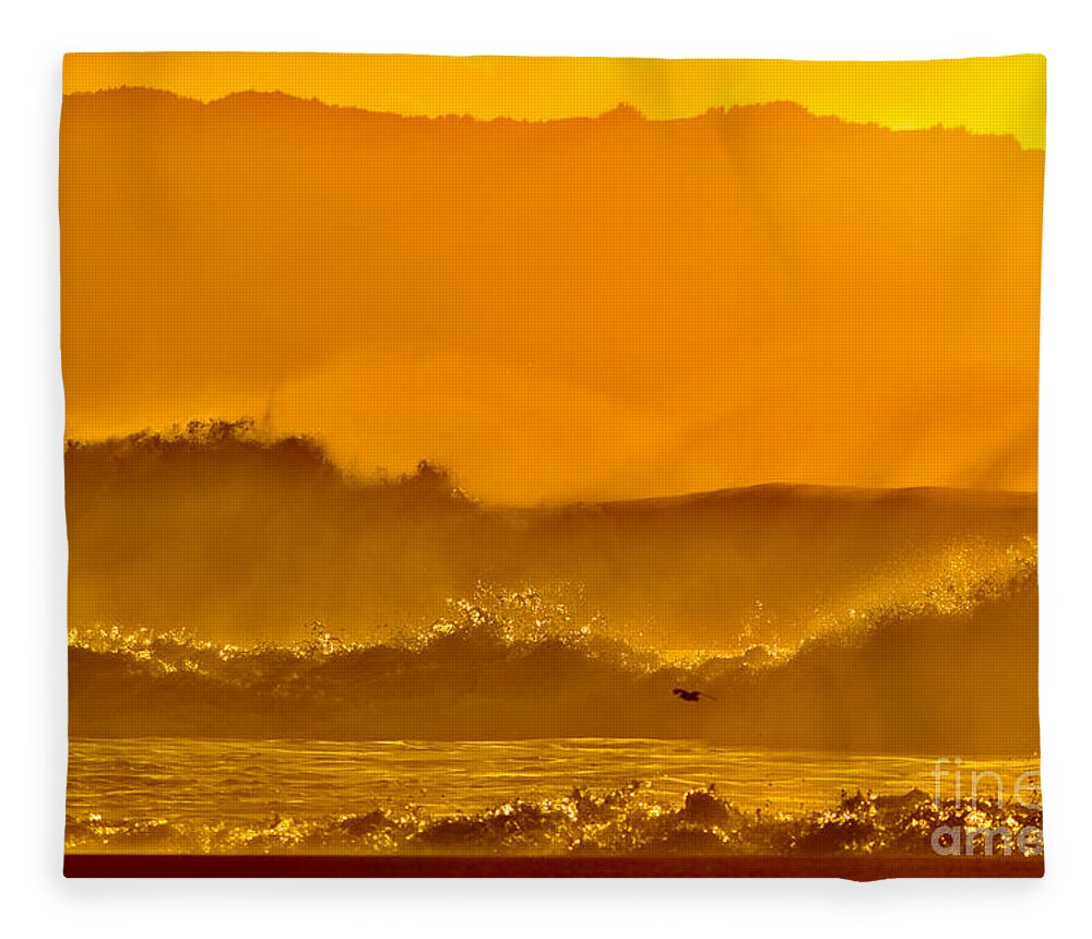 Ke Iki Beach Fleece Blanket featuring the photograph Golden Waves of Ke Iki Beach by Debra Banks