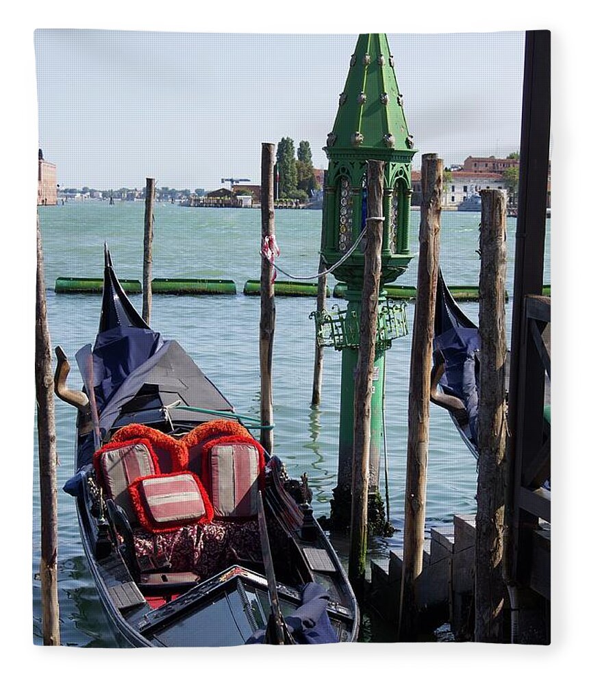 Gondola Fleece Blanket featuring the photograph Gondola in calm waters by Yvonne M Smith