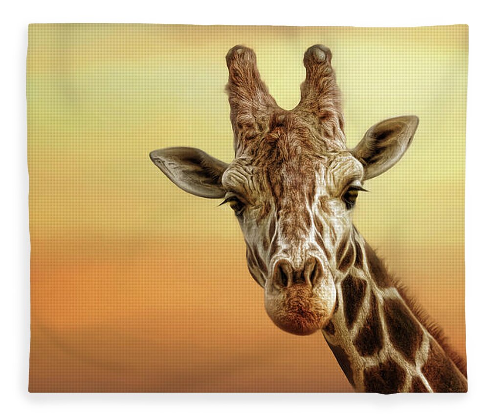 Giraffe Fleece Blanket featuring the digital art Good Morning by Brad Barton