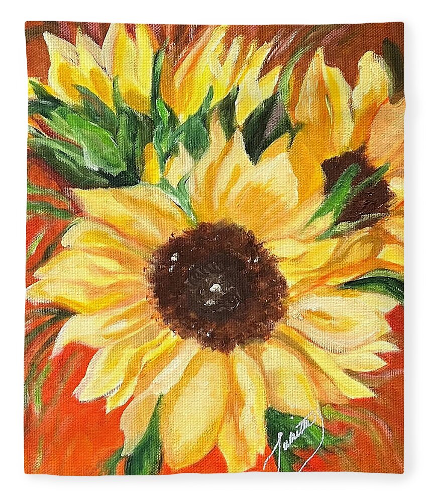 Sunny Fleece Blanket featuring the painting Good Morning, Sunshine by Juliette Becker