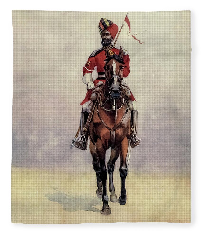 Armies Of India Fleece Blanket featuring the painting Governor's Bodyguard, Bombay Musalman Rajput q5 by Historic Illustrations
