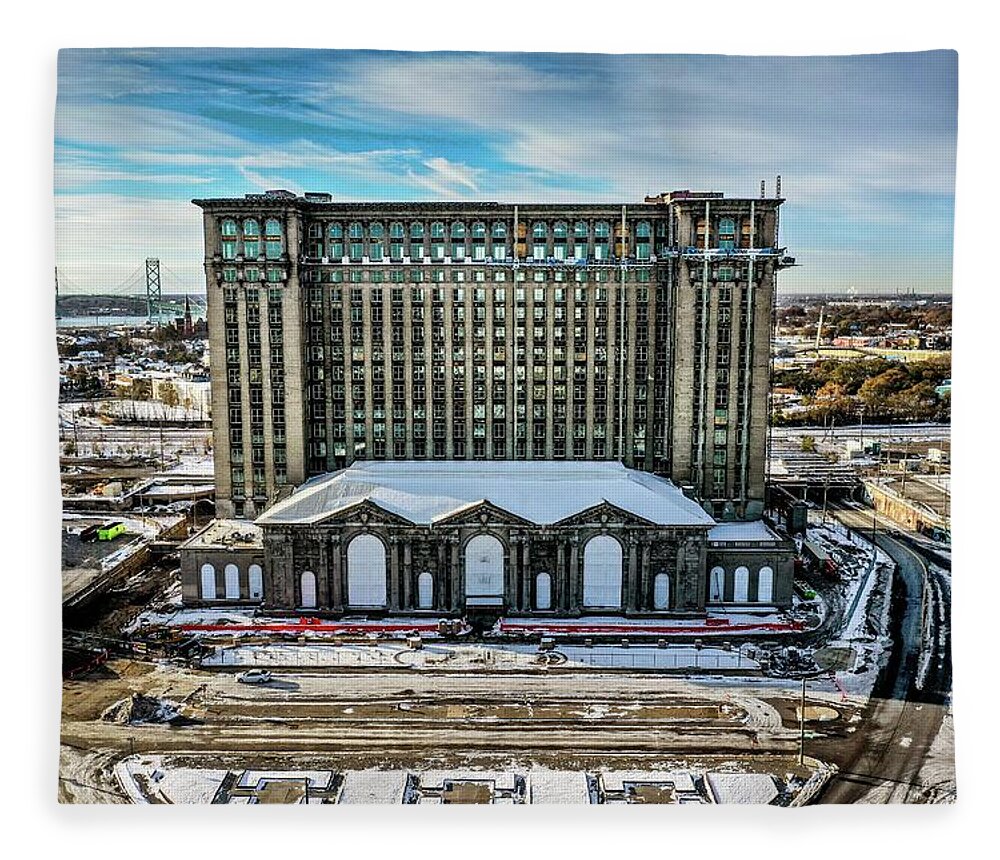 Detroit Fleece Blanket featuring the photograph Grand Central DJI_0462 by Michael Thomas