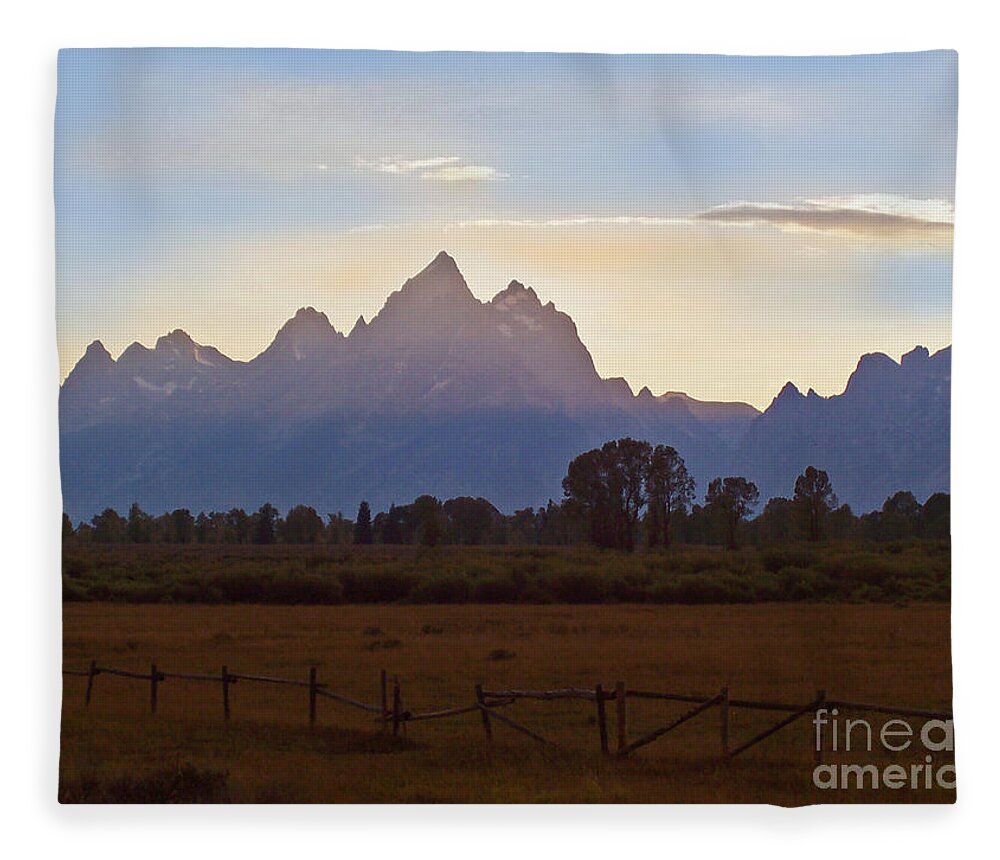 Tetons Fleece Blanket featuring the photograph Grand Tetons at Sunset by Doug Gist