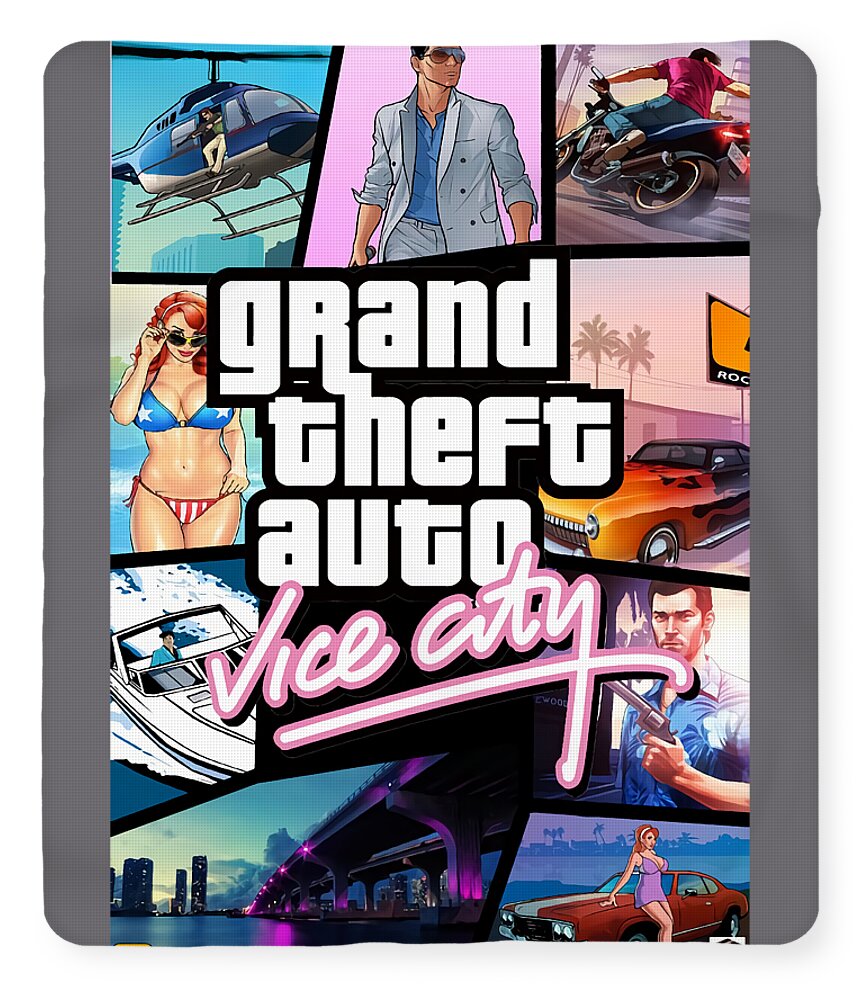 Grand Theft Vice City GTA V GTA IV Fleece Blanket by Katelyn Smith