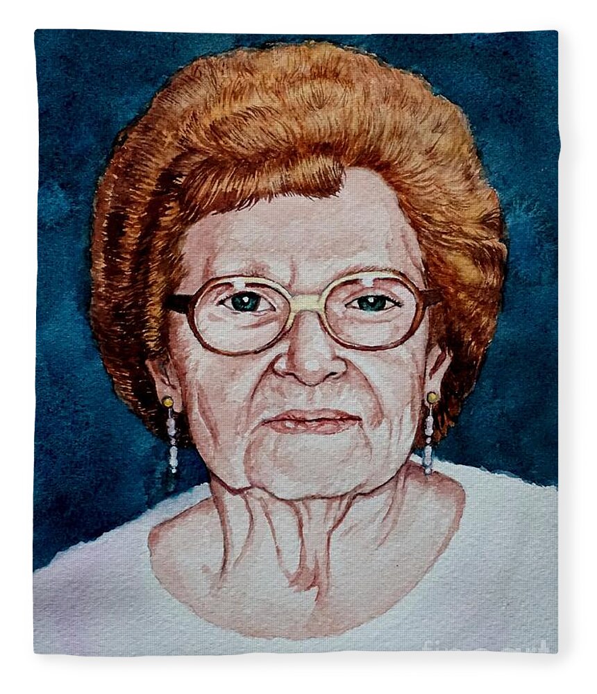 Simon Fleece Blanket featuring the painting Grandma Simon by Christopher Shellhammer