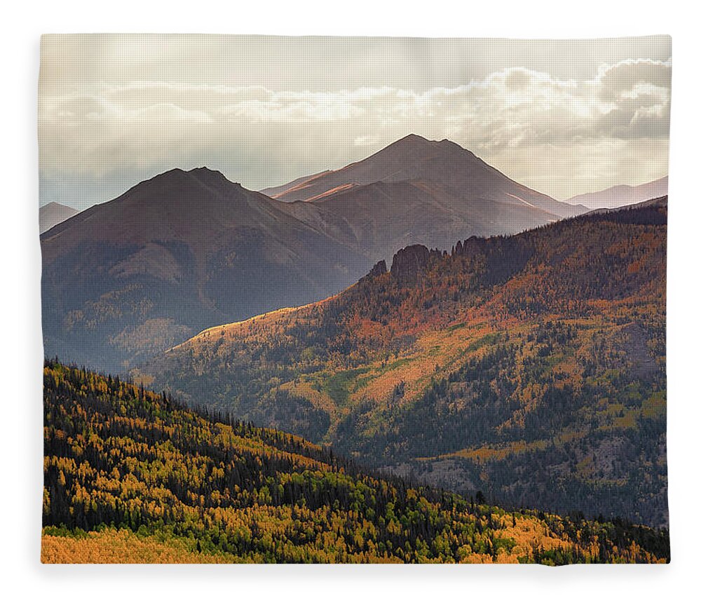 Colorado Fleece Blanket featuring the photograph Grassy Mountain and Red - San Juan Mountains by Aaron Spong