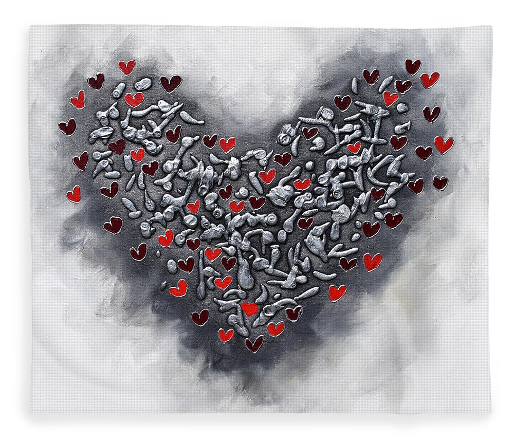 Heart Fleece Blanket featuring the painting Grateful by Amanda Dagg