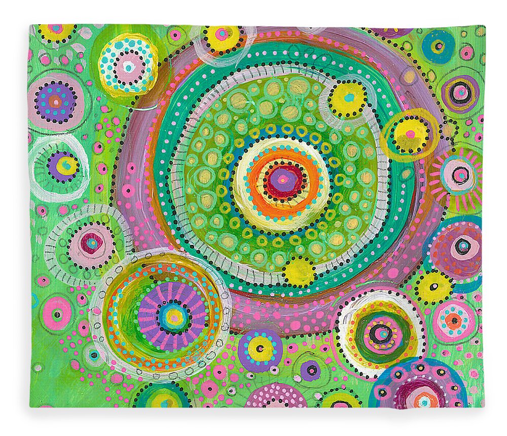 Circles Painting Fleece Blanket featuring the painting Gratitude by Tanielle Childers